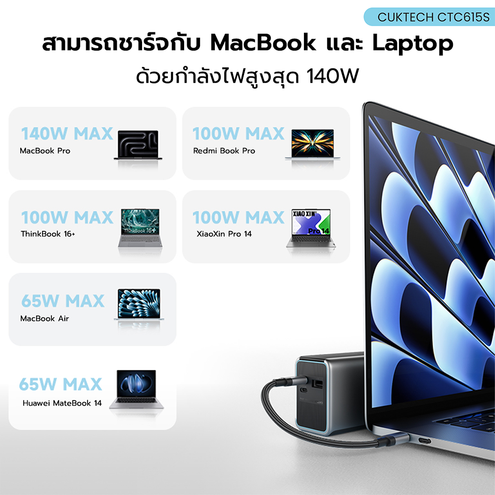 สายชาร์จเร็ว CUKTECH รุ่น CTC615S 6A 240W USB-C ยาว 15 ซม. สีดำ (รองรับการชาร์จ PD3.1)_8